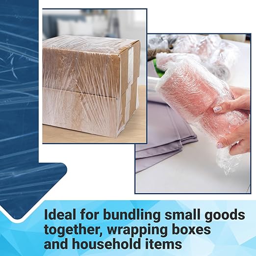 IDL Packaging 3" x 1000' Stretch Wrap Mini Roll of 80 Gauge (Pack of 10 Replenishment Rolls) - Extra Sticky Clear Plastic Wrap Film - Great Tear-Resistant Plastic Wrap for Moving and Office Needs