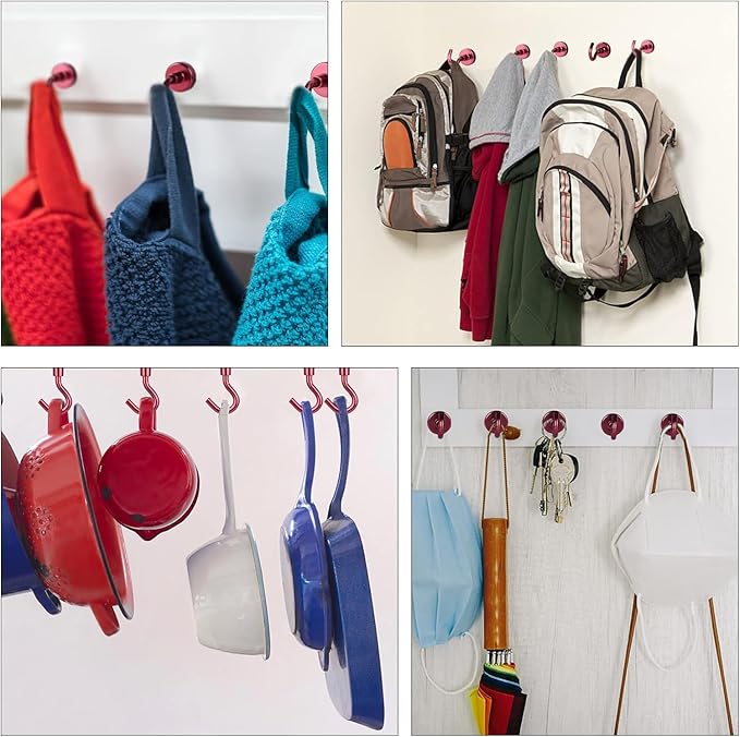 DIYMAG Magnetic Hooks, 30Lbs Strong Heavy Duty Cruise Magnet S-Hooks for Classroom, Fridge, Hanging, Cabins, Grill, Kitchen, Garage, Workplace and Office etc, (15 Pack-Red)