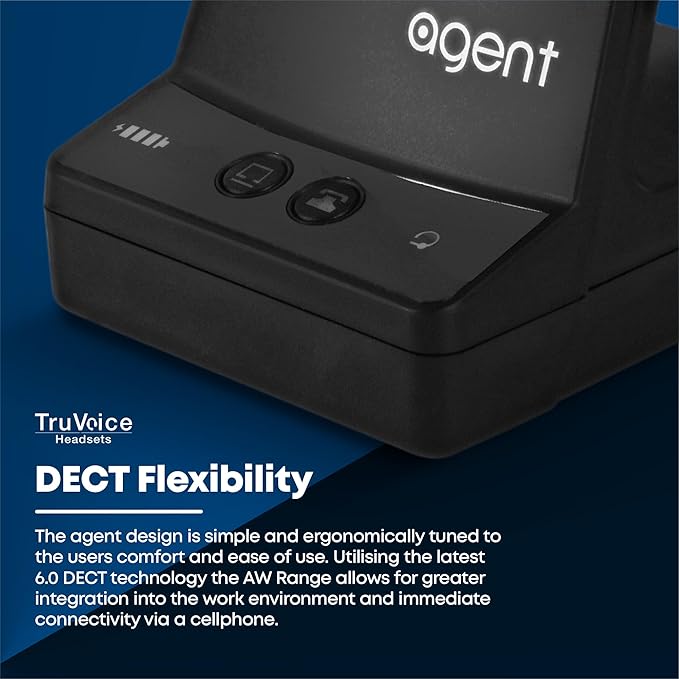 TruVoice Agent AW60 Wireless Headsets Training Solution for All Desk Phones with a Headset Port - Allows 2 Users to be on a Phone Call at The Same time for Supervising | Coaching Purposes.