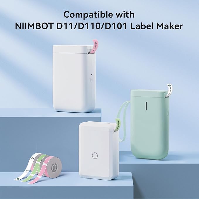 NIIMBOT Label Maker Tape for D11/D110/D101 Label Maker, 12 x 30 mm (0.47'' x 1.18'')-210 Tapes/Roll for Home Office Labeling Tape Replacement, White