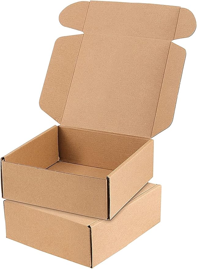HAKZEON 100 Pack 4 x 4 x 2 Inches Brown Corrugated Box Mailers, Strong Small Shipping Boxes, Corrugated Cardboard Boxes for Packing, Moving, Transporting Small items, Small Crafts