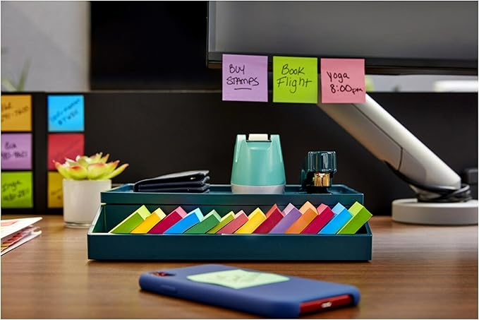 Post-it Super Sticky Notes, 8 Sticky Note Pads, 1.875 x 1.875 in., Back to School Supplies for Students, Ideal for Textbooks, Notebooks, and Vertical Surfaces, Playful Primaries Collection