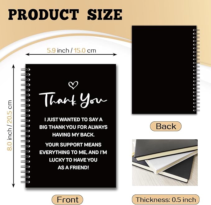 YAZMEEN Thank You Blank Spiral Notebook(160 Pages) Thank You Gift Hardcover Sketchbook Appreciation Gift for Employee Coworker Leader Funny Notebook Birthday Gift for Women Men Colleague Boss Friend