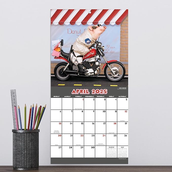 TF PUBLISHING 2025 Playful Pigs Mini Calendar - Large Grids for Appointments and Scheduling - Vertical Monthly Wall Calendar 2025 - Home and Office Organization - Premium Thick Gloss Paper - 7"x7"