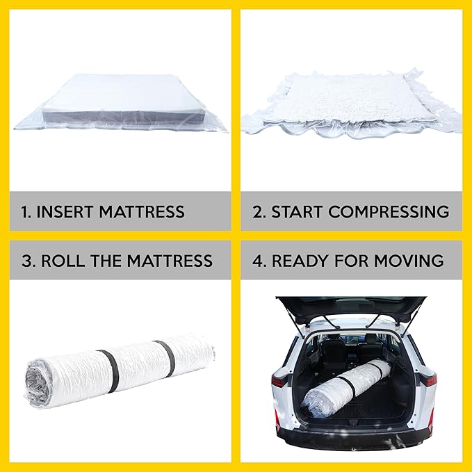 Vacuum Mattress Bag for moving, Vacuum Sealed Bags for Mattress Storage, Mattress Compression Bag, Foam and Latex Mattress Vacuum Bag with Straps(KING. CAL-KING)