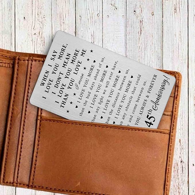 CPLJW 45th Anniversary Card Gifts for Men, 45th 45 Year Anniversary Romantic Wallet Card Gifts for Husband