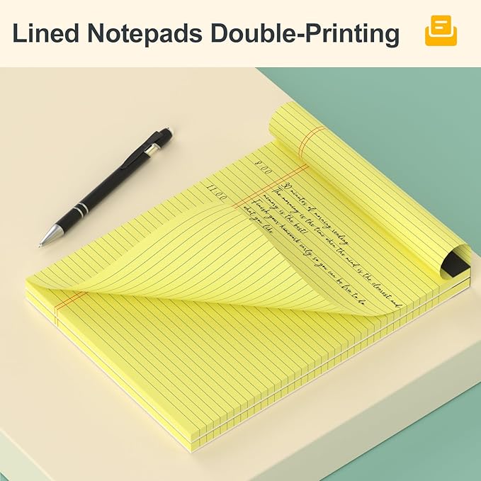 Yellow Legal Pads 8.5 x 11 Narrow Ruled Note Pads - 20 Pack Yellow Notepad 8 1/2 x 11 Paper Tabletsd - Perforated Yellow Pad 8.5 x 11 Lined Notepad 30 Sheets/ 60 Pages each Note Pad for Office School