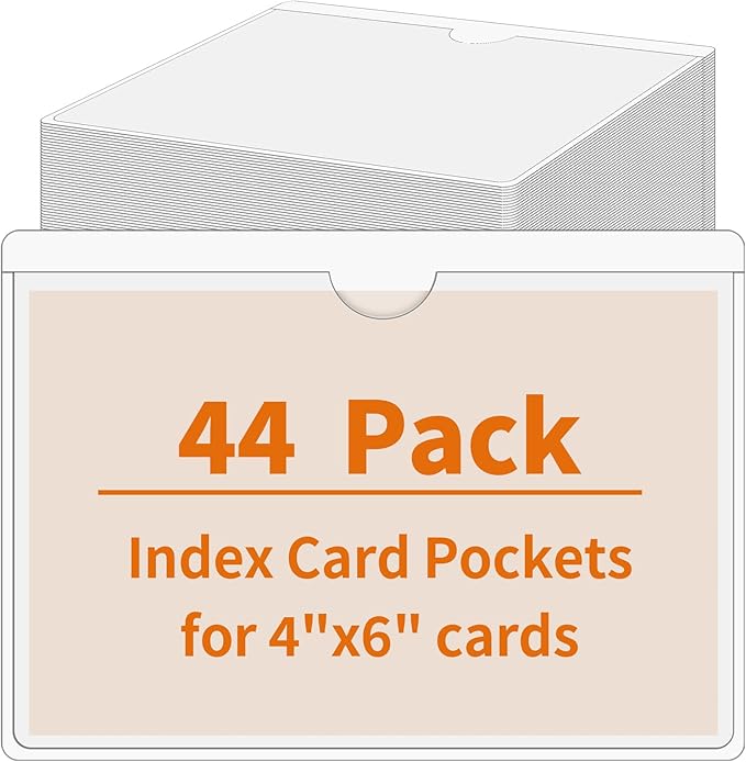 44 Pack Clear Adhesive Pockets, Bin Labels for Storage Bins, 4x6 Inch, Plastic Storage Tote Labels