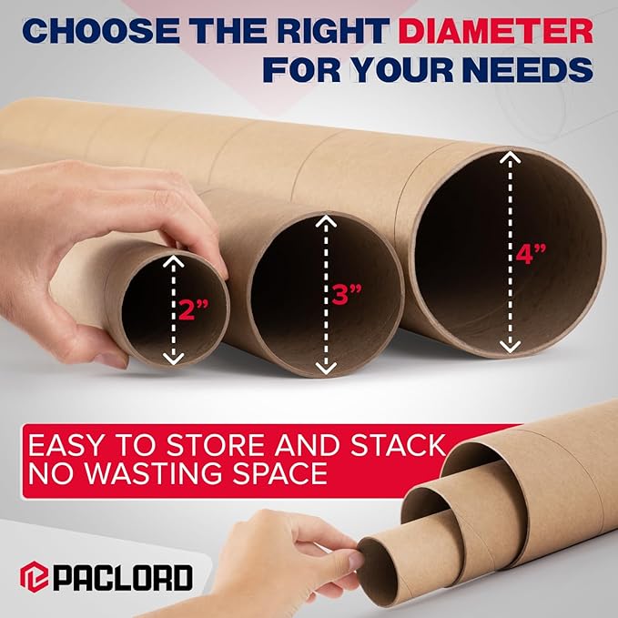 4" x 6" Reinforced Kraft Paper Mailing Tube, Pack of 1 Tube with 2 Caps – Secure USPS Approved Poster Tube – Cardboard Tube for Shipping and Storing Posters, Prints, Artwork, or Documents