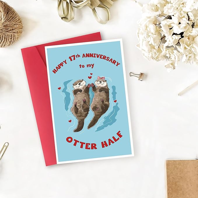 Romantic 17th Anniversary Cards for Women Men,17th Wedding Anniversary Card Gift for Husband Wife,17 Year Anniversary Card for Her