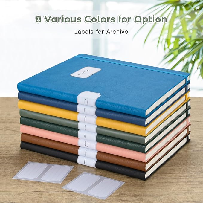 Blank Notebook, Hardcover Sketch Book, 8.5 x 5.5 Large Blank Journal, No Bleed Thick Paper Sketchbook for Drawing, Unlined Notebook Journal for Women Men School, A5 Leather Sketchbook, Lay Flat