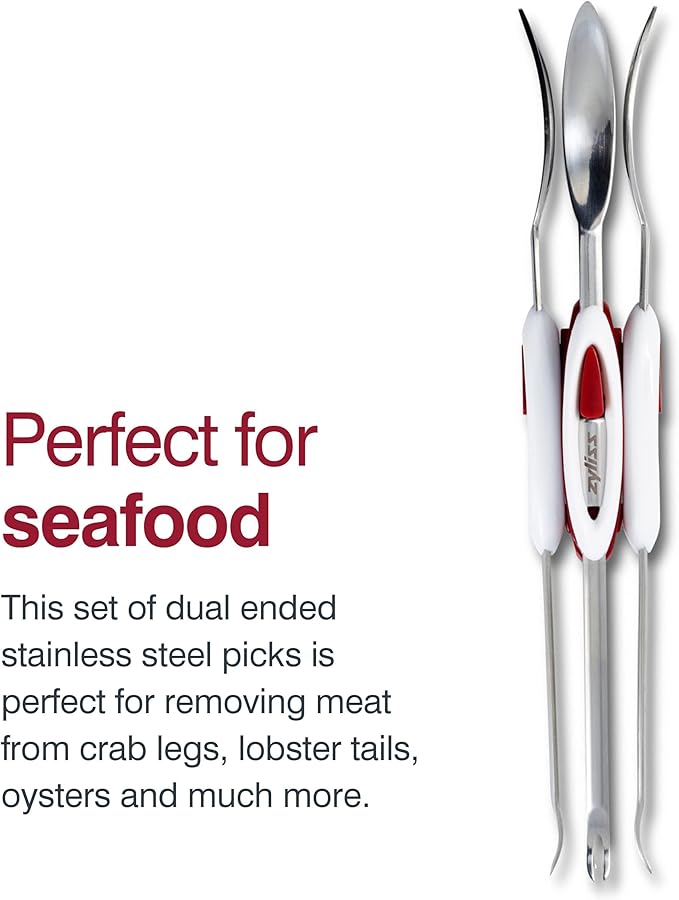Zyliss Seafood Picks - Seafood Spoon & Fork - Stainless Steel Utensils - Dual-Ended Picks & Seafood Tools - Kitchen Tool & Gadget - Dishwasher Safe - Stainless Steel