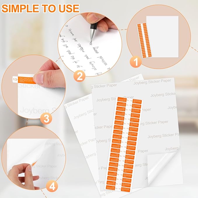 Printable Sticker Paper for Inkjet Printer, 40 Sheets 8.5" x11โ Matte Sticker Printer Paper Full Sheet Labels, Sticker Paper for Printer Sticker Labels, for Laser/Inkjet Printers, Letter Size