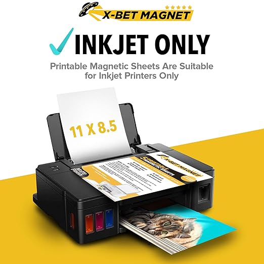 X-bet MAGNET Inkjet-Optimized Printable Magnetic Sheets - 8.5x11, Magnetic Paper for DIY Stickers, Decorations, Labels - Easy to Print, Cut & Create Your Own Magnets (Matte, 5pcs)
