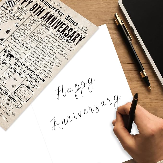 Big 9th Anniversary Card for Husband Wife, Funny 9 Years Wedding Anniversary Card Gift for Men Women, Willow Anniversary Card for Mom Dad Parents