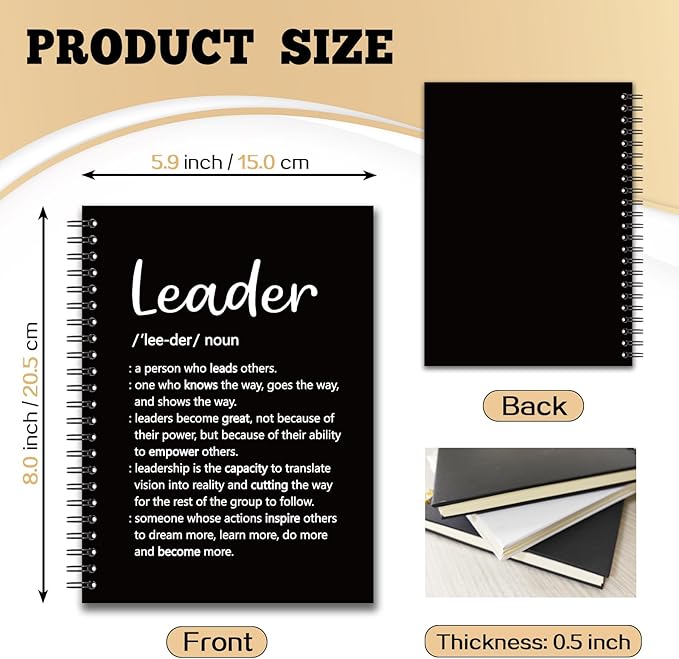 YAZMEEN Leader Blank Spiral Notebook(160 Pages) Leader Definition Hardcover Sketchbook Leadership Gift Thank You Gift for Women Men Leader Boss Funny Notebook Birthday Gift for Leader Mentor Manager