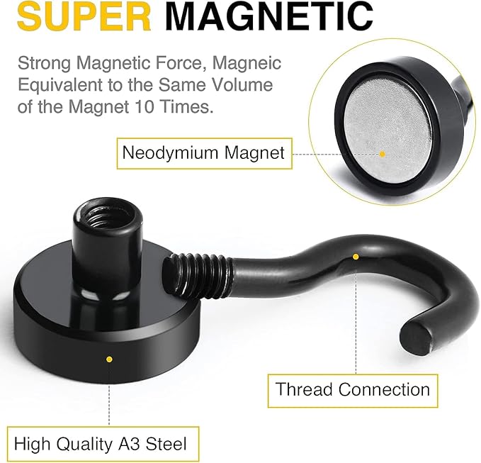DIYMAG Magnetic Hooks, 30Lbs Strong Heavy Duty Cruise Magnet S-Hooks for Classroom, Fridge, Hanging, Cabins, Grill, Kitchen, Garage, Workplace and Office etc, (28 Pack-Black)