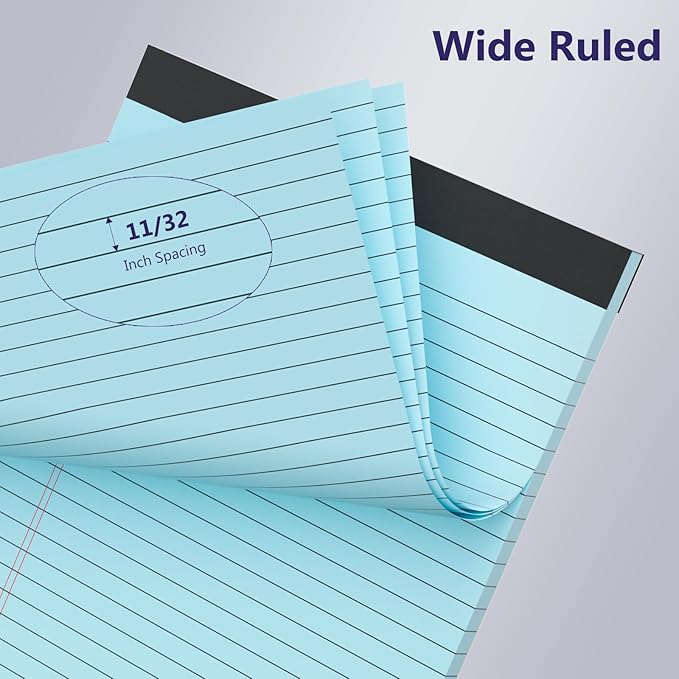 4 Pack Legal Pads 8.5 x 11 Legal Pads 8.5 x 11 Wide Ruled Notepads Colored Note Pads 8.5 x 11 Perforated Legal Notepads 80GSM Legal Pad 30 Sheets Writing Pads for School, College, Office