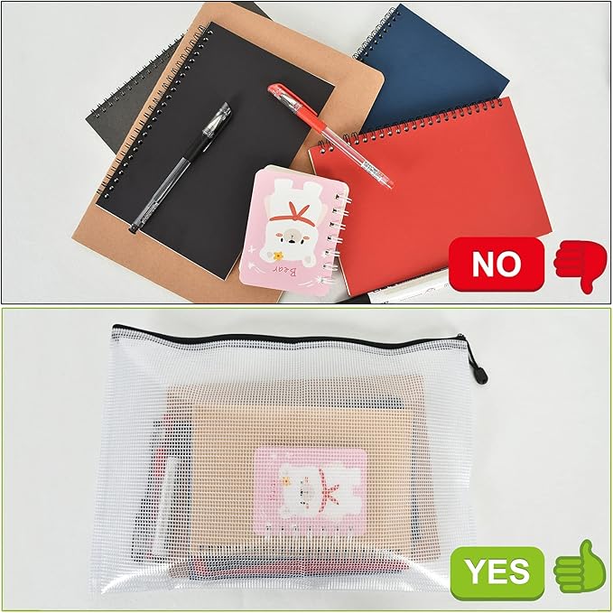 Vuzvuv 22Pcs A3 Size-16.9"x 12" Large Mesh Zipper Pouch with Label Sticker, Plastic Document Mesh Bag for File Board Game School Office Home Travel Storage(43cm30cm)