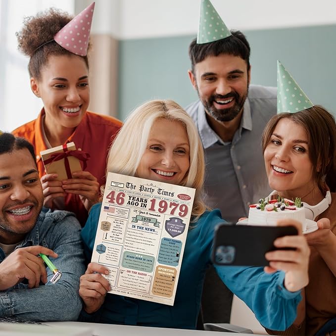 46th Birthday Gifts Men Women, 46th Birthday Card for Him Her, 46 Year Old Birthday Decorations for Husband Wife