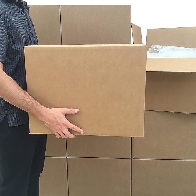 SAI Premium Corrugated Moving Box Cardboard Packaging Shipping Boxes Mailers Supplies for Gifts (8x6x4, Kraft (5pack))
