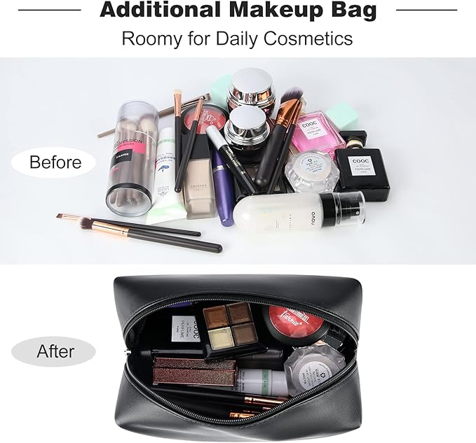 Laptop Bag for Women 15.6 Inch Leather Tote Bag Briefcase for Work Waterproof Lightweight Computer Work Bag Women Business Office Bag Handbag Shoulder Bag Purse 2pcs Set Black