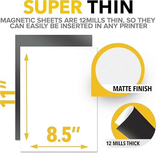 X-bet MAGNET Inkjet-Optimized Printable Magnetic Sheets - 8.5x11, Magnetic Paper for DIY Stickers, Decorations, Labels - Easy to Print, Cut & Create Your Own Magnets (Matte, 5pcs)