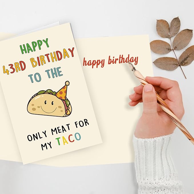 Funny 43rd Birthday Card Gifts for Men, Happy 43rd Birthday Decorations for Husband Him, Taco Gifts for 43 Years Old Bday Man, Cool 43 Mens Bday Ideas
