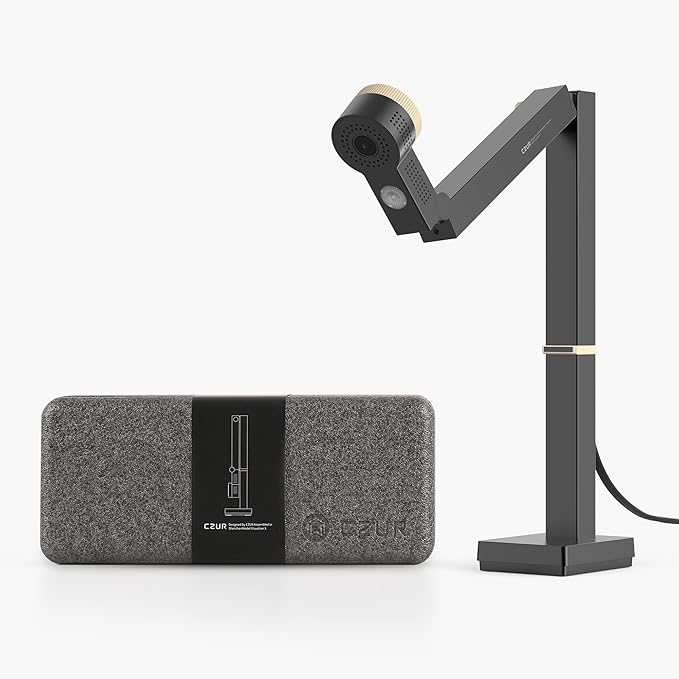 CZUR Fancy S Pro 12MP USB Document Camera for Teacher, 4K Webcam with Microphone and LED Light, Up to 60fps, Auto Focus, for Remote Teaching, Live Streaming, Web Conference, for Mac and Windows