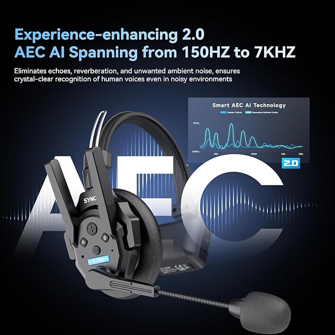 SYNCO XTalk XPro Wireless Intercom Headset with Antenna Enhanced Signal Reception 2.4GHz Full Duplex Random Master Device Design for Team Communication Headset (Xpro1 One User)