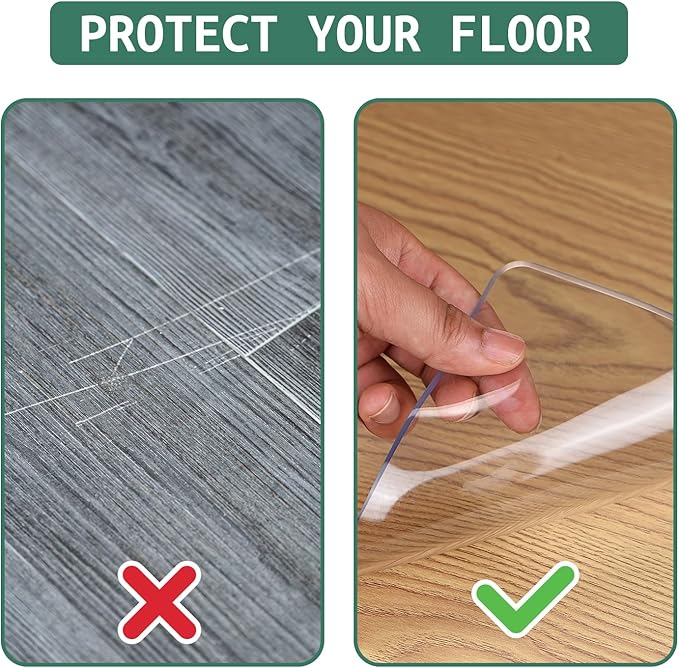 Clear Chair Mat for Hardwood Floors - 48''x30'' Heavy Duty Office Chair Mat, Rectangle Rolling Chair Mat for Hardwood, PVC Protector Hard Floor Mat for Computer&Desk Chair (48'' x 30'')