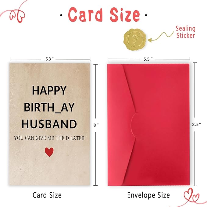 Funny Birthday Card Gift for Husband, Romantic Husband Birthday Card from Wife, Rude Birthday Husband, Unique Bday Card Decoration for Husband