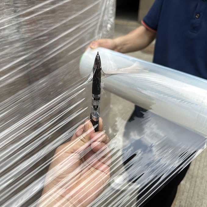 CHUANGSEED Stretch Film 12 in x 1000 ft Moving Wrapping Plastic Shrink Film Strength Stretch 80 Gauge Durable Industrial Strength,Clear,4 Pack