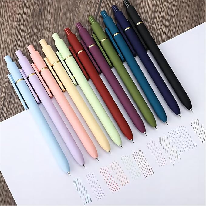 Ddaowanx Colorful Gel Pens, 0.5mm Fine Point Retractable,Colored Pens for Journaling and Sketching, Teacher Must Haves,Teacher School Supplies, Gifts for Nurse (12Pcs-Aesthetic+Vintage Colors)