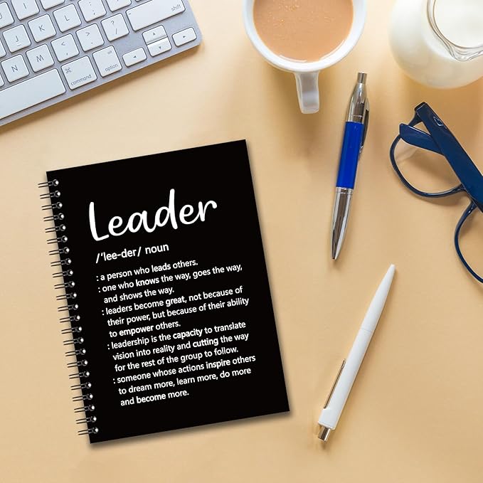 YAZMEEN Leader Blank Spiral Notebook(160 Pages) Leader Definition Hardcover Sketchbook Leadership Gift Thank You Gift for Women Men Leader Boss Funny Notebook Birthday Gift for Leader Mentor Manager