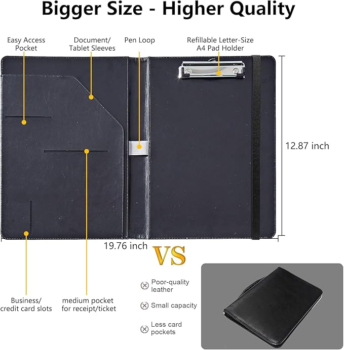 Bible Philippians 4:13 PU Leather Padfolio Clipboard Notepad with Pen Loop and Elastic Strap Interview/Resume Document Organizer for Business School Office