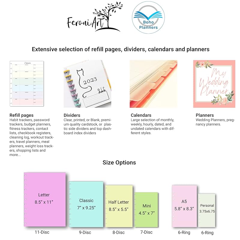 6 Clear Blank Binder Dividers for Discbound Planners Semi-Transparent Junior, (8-Disc Half Letter (5.5 x 8.5 in))