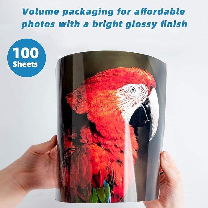 Uinkit 37lb Thin Flyer Paper Glossy 8.5x11 Inkjet 100 Sheets Single Side DIY Chip Bag 135gsm Photos Picture for Inkjet Printer with Dye Ink Letter size A4 Brochure