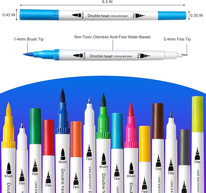 36 Brush Markers for Adult Coloring Books,Coloring Markers for Adults Lettering,Dual Tip Brush Pens for Kids Drawing,Coloring Pens for Art,Journal Planner,Doodle,Christmas Stocking Stuffers for Teens