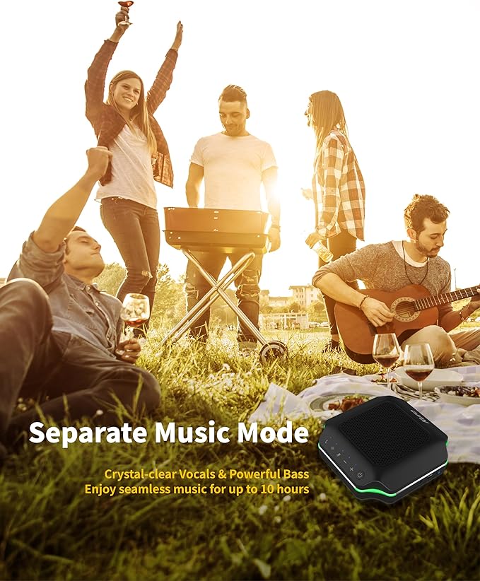 KURO CSP-102 Bluetooth AI Speakerphone Conference Speaker and Microphone with AI Noise Cancellation Long Coverage 360 Degree Voice Pickup Wireless Office Mic for Zoom Meeting Skype Teams White