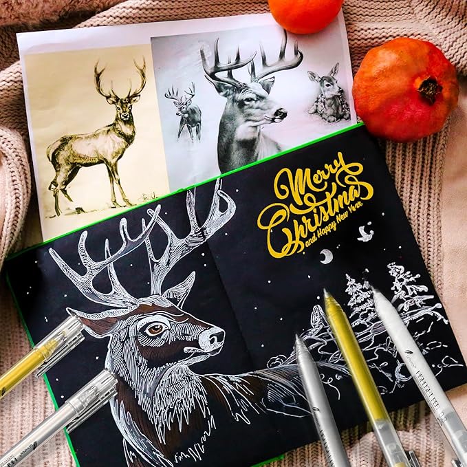 Silver Pens, 3Pack,0.8mm Extra Fine Point, Silver Gel Pens for Artists, Silver Gel Pen, Silver Ink Pen, Silver Pens for Black Paper, Silver Drawing Pens,Silver Pen for Artists Drawing