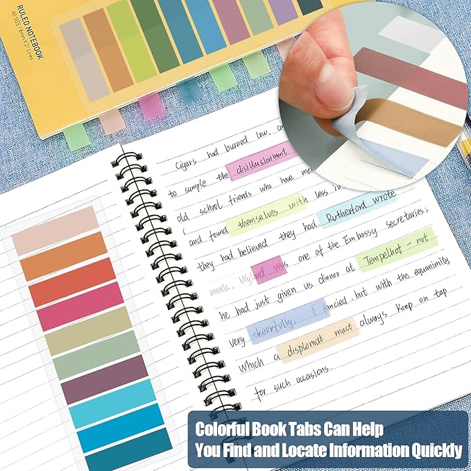 Sticky Tabs 1200 pcs Book Tabs for Page Markers,Morandi Sticky Note Tabs Page Markers for Notebooks,Book Markers,Colorful Book Tabs, Annotation supplies,Transparent Sticky Tabs for Books,Post It Notes