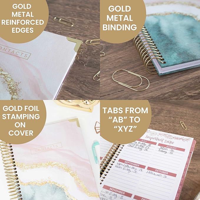 bloom daily planners Hardcover Contacts Address Password Book - Alphabetical Organizer with Tabs - 6โ x 8.25" - Daydream Believer