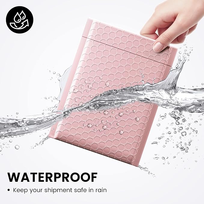 Fuxury Bubble Mailer, 6x10 Inch Bubble Mailers 50 Pack, Self-Seal Adhesive Padded Envelopes, Water Resistant Mailers, Shipping Envelopes for Packaging, Small Business, Mailing,Bulk Light Pink #0