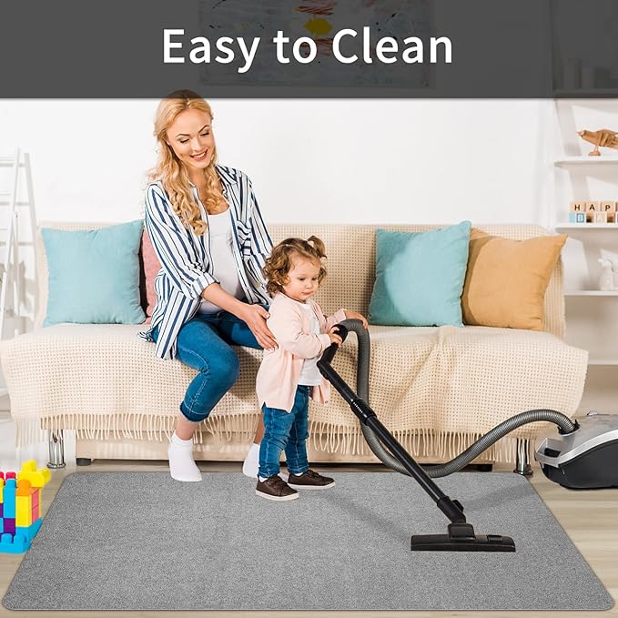SHAREWIN Office Chair Mat for Hardwood/Tile Floor, 47"x36" Computer Gaming Chair Mat, Under Desk Low Pile Office Rug, Easy-Clean Floor Protector Mat, Light Grey