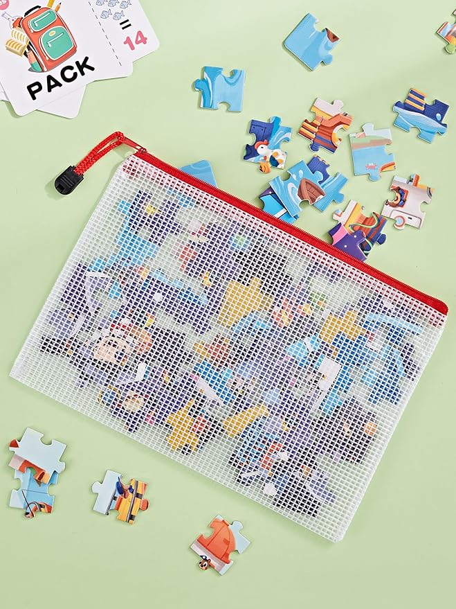 JARLINK 30 Pack 10 Colors Zipper Mesh Document Pouch, 6x9 Inch/A5, Plastic Water-Resistant File Bags, for School Office Supplies, Cosmetics Travel Storage, Assorted Color