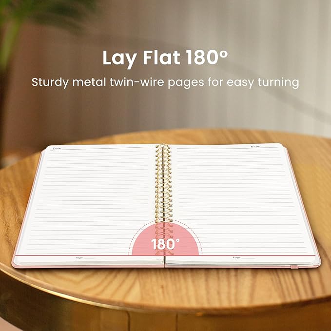 Lined Spiral Journal Notebook for Women & Men, 140 Pages, College Ruled Hardcover Notebook for Work & Note Taking, Journals for Writing, A5(6"x8") - Pink
