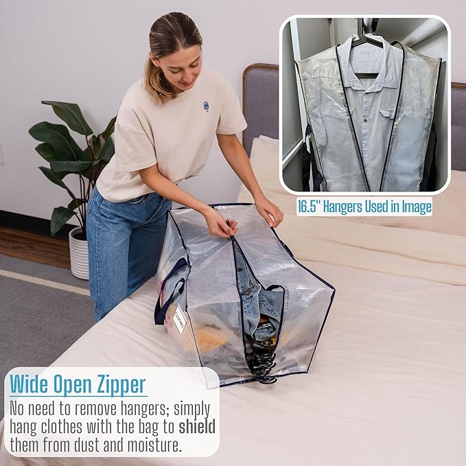 VENO 4 Pack Moving Bags w/Backpack Straps, Moving Boxes & Storage Bins Alternative, Packing Supplies, Camping Accessories Totes for Storage, Dorm Room Essentials Storage Bags (Clear, 4 Pack)