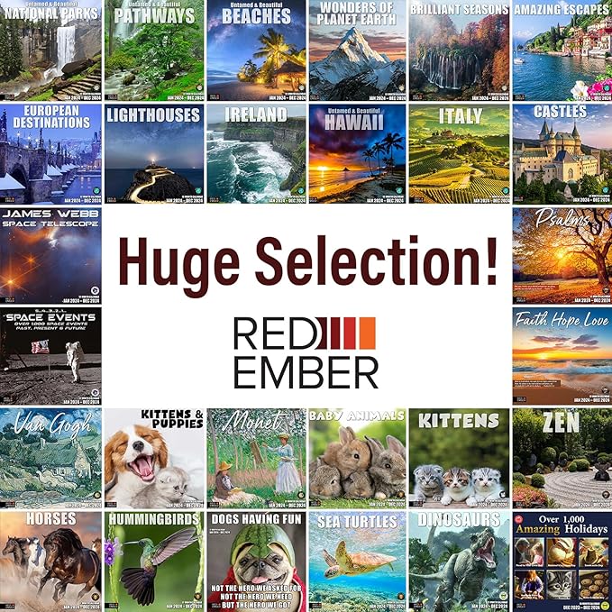 RED EMBER Siberian Husky Puppies 2024 Wall Calendar 12 Month | 12" x 24" Open | Thick & Sturdy Paper | Giftable | Calendar 2024