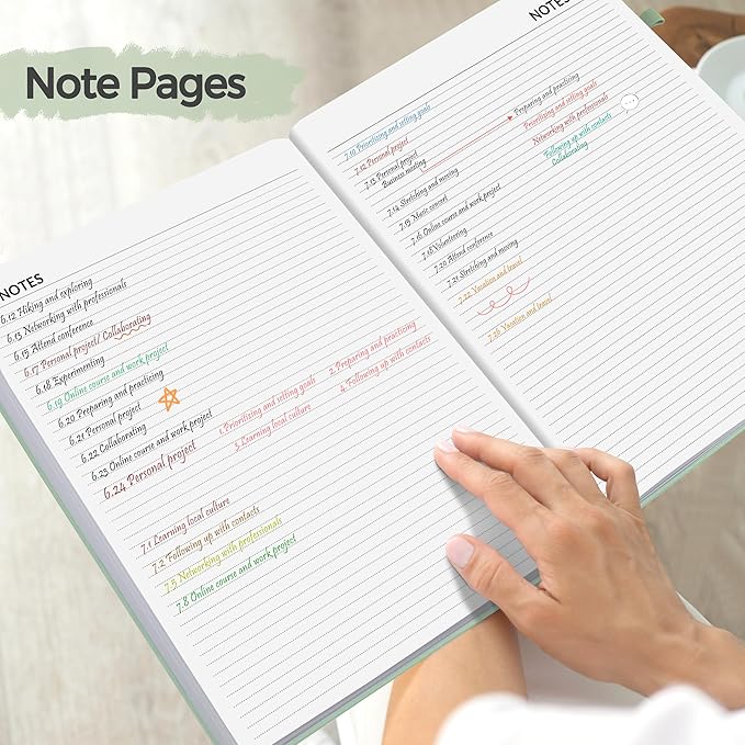 SUNEE 2025 Weekly & Monthly Hardcover Planner 8" x 11" - 12 Month (January 2025 - December 2025), Small Hardcover Planner, Pocket, Notes, 100 GSM Paper, Sage Green